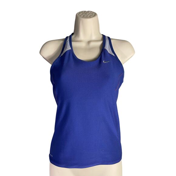 Nike Dri-FIT Racerback Tank Top Medium Blue‎ Mesh Performance Sports Shirt - Picture 1 of 11